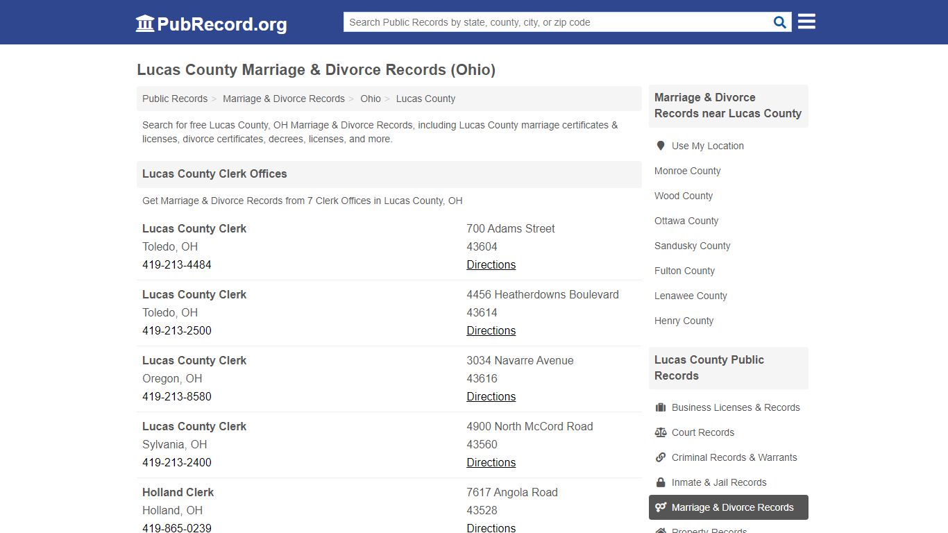 Free Lucas County Marriage & Divorce Records (Ohio ...